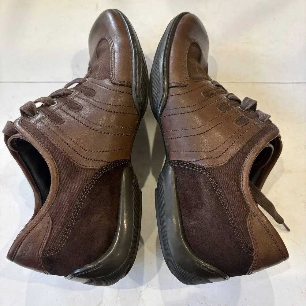 Kenneth Cole Fly By Nite Mens Brown Leather Canvas Sneakers M72859 Size 10M